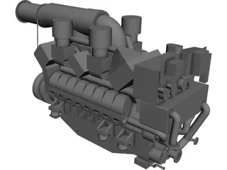 MTU 16V 595 TE70L Engine 3D Model 3D Preview