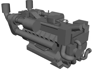 MTU 16V 2000 Engine 3D Model 3D Preview