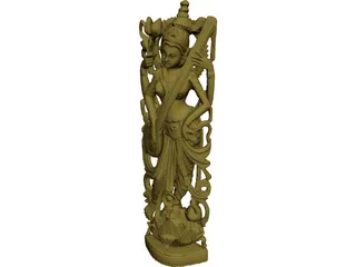 Hindu Lakshmi Statue 3D Model