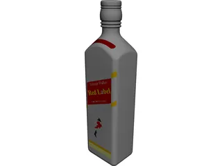 Red Label Bottle 3D Model 3D Preview