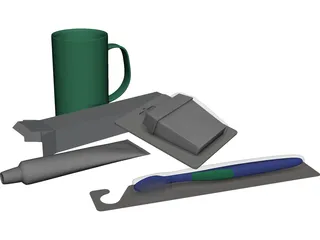 Assorted Desk Items 3D Model