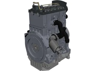 Diesel Engine 3 Cylinder CAD 3D Model