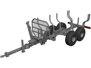 Wood Trailer CAD 3D Model