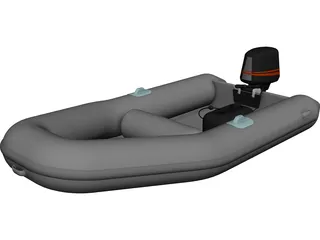 Inflatable Boat with Outboard Motor 3D Model