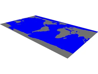 World Earth Flat with States 3D Model
