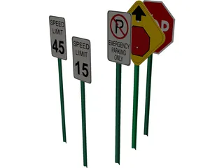 Traffic Signs 3D Model 3D Preview