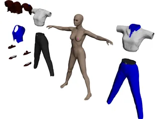 Woman [+Clothes] 3D Model 3D Preview