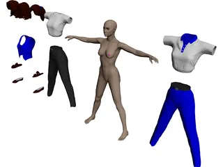 Woman [+Clothes] 3D Model