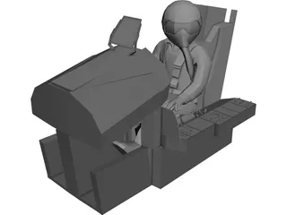 F-15 Cockpit with Pilot and Seat 3D Model