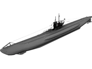 U-Boat Type VII B 3D Model