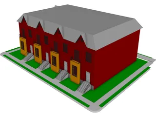 St. Louis-style Homes or Apartments 3D Model 3D Preview
