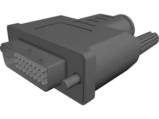 DVI-I Connector 3D Model 3D Preview