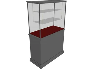 Glass Vitrine with Wooden Base 3D Model