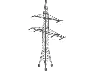 High Voltage Electric Power Transmission Pylon 3D Model