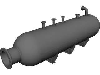 Cylindrical gas pressure vessel CAD 3D Model