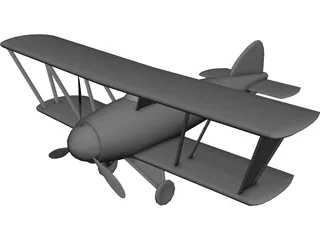 Biplane CAD 3D Model