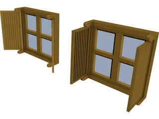 Double Shutter Window 3D Model