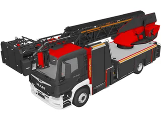 MAN Rosenbauer Ladder Truck 3D Model preview