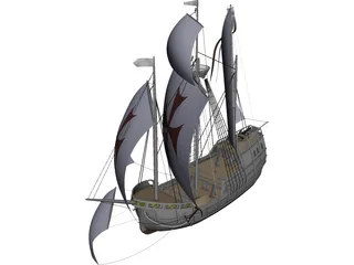 Santa Maria Sailing Ship 3D Model 3D Preview