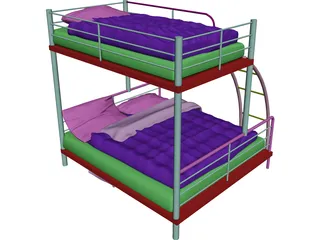 Double Bunk Bed 3D Model