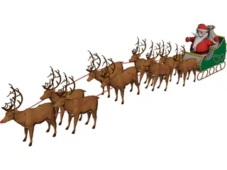 Santa and Sleigh 3D Model