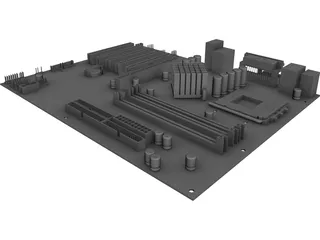 PC Motherboard - Asus a7n8x deluxe CAD 3D Model