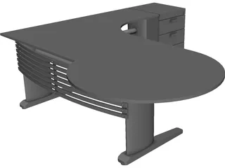 Desk with Extention 3D Model