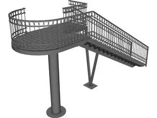 Stairs with Pedestal 3D Model 3D Preview