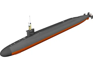 Ohio SSBN Nuclear Ballistic Missile Submarine 3D Model