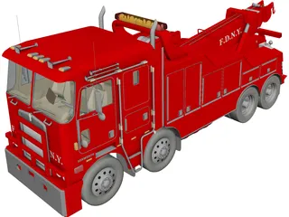 Kenworth K100 Fire Wrecker 3D Model