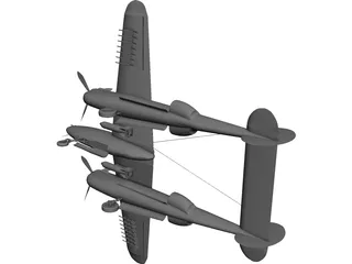 Lockheed P-38 J/L Lightning CAD 3D Model