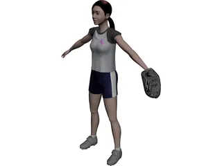 Baseball Girl 3D Model 3D Preview