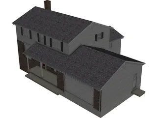 House 2-Story Suburban Colonial 3D Model