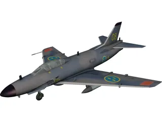 SAAB J-32E Lansen 3D Model 3D Preview