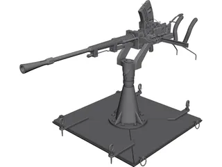 Type-96 Single AA-Gun 3D Model