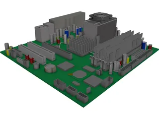 Computer Motherboard CAD 3D Model