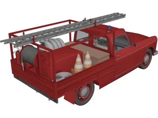 Peugeot Pickup Fire Truck 3D Model