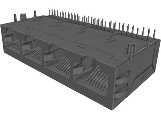 RJ-45 Connector 1x4 CAD 3D Model