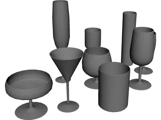 Drinking Glasses 3D Model 3D Preview
