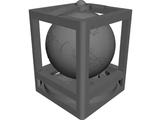 Globe in Cube Frame 3D Model 3D Preview
