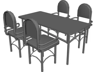 Table and Chairs 3D Model