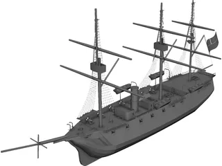 Esmeralda Wooden Ship 3D Model