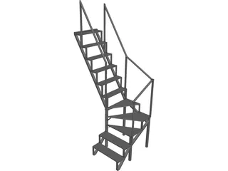Angle Stairs Garden 3D Model 3D Preview