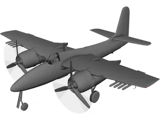 Grumman F7F Tigercat 3D Model