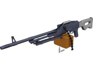 Kalashnikov Hand Machinegun 3D Model 3D Preview