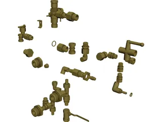 Pipe Couplings Set 3D Model