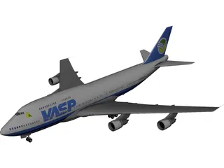 Boeing 747-400 VASP Brasil 3D Model