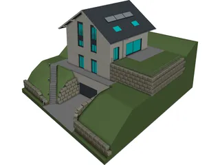 Detached House 3D Model 3D Preview