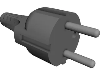 European Electrical Plug CAD 3D Model