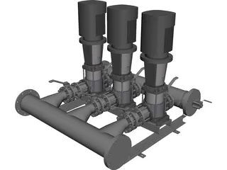 Grundfos Pump Set CAD 3D Model
